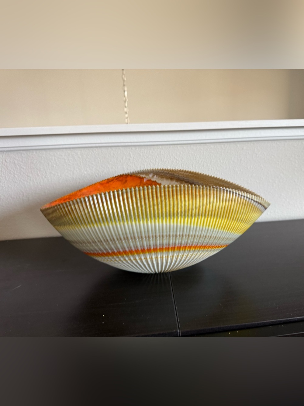 murano limited edition Textured Ceramic Bowl with Yellow & Orange Stripes new